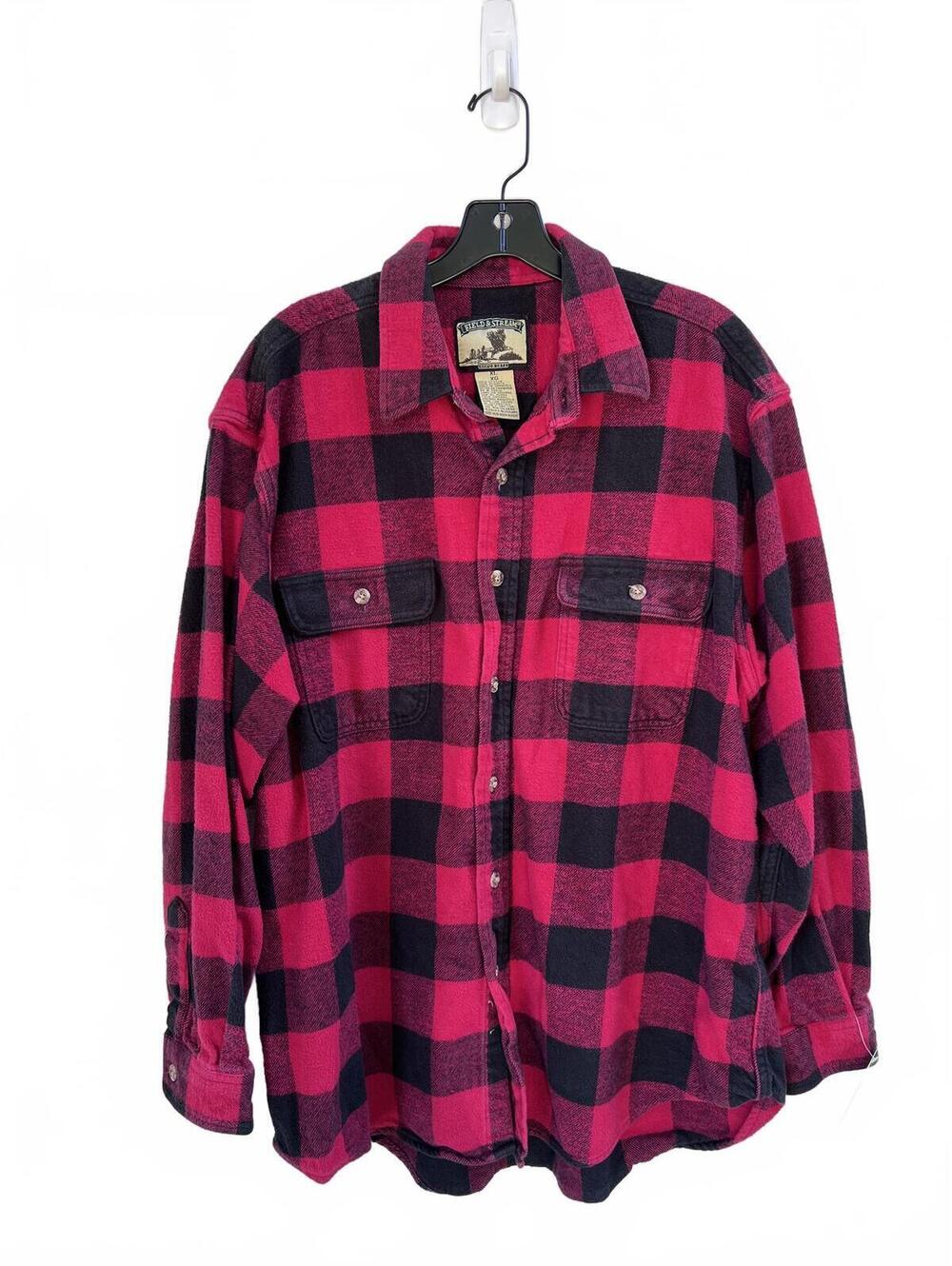 Field & Stream Red Black Buffalo Plaid Flannel Button Front Shirt Size XL Cotton